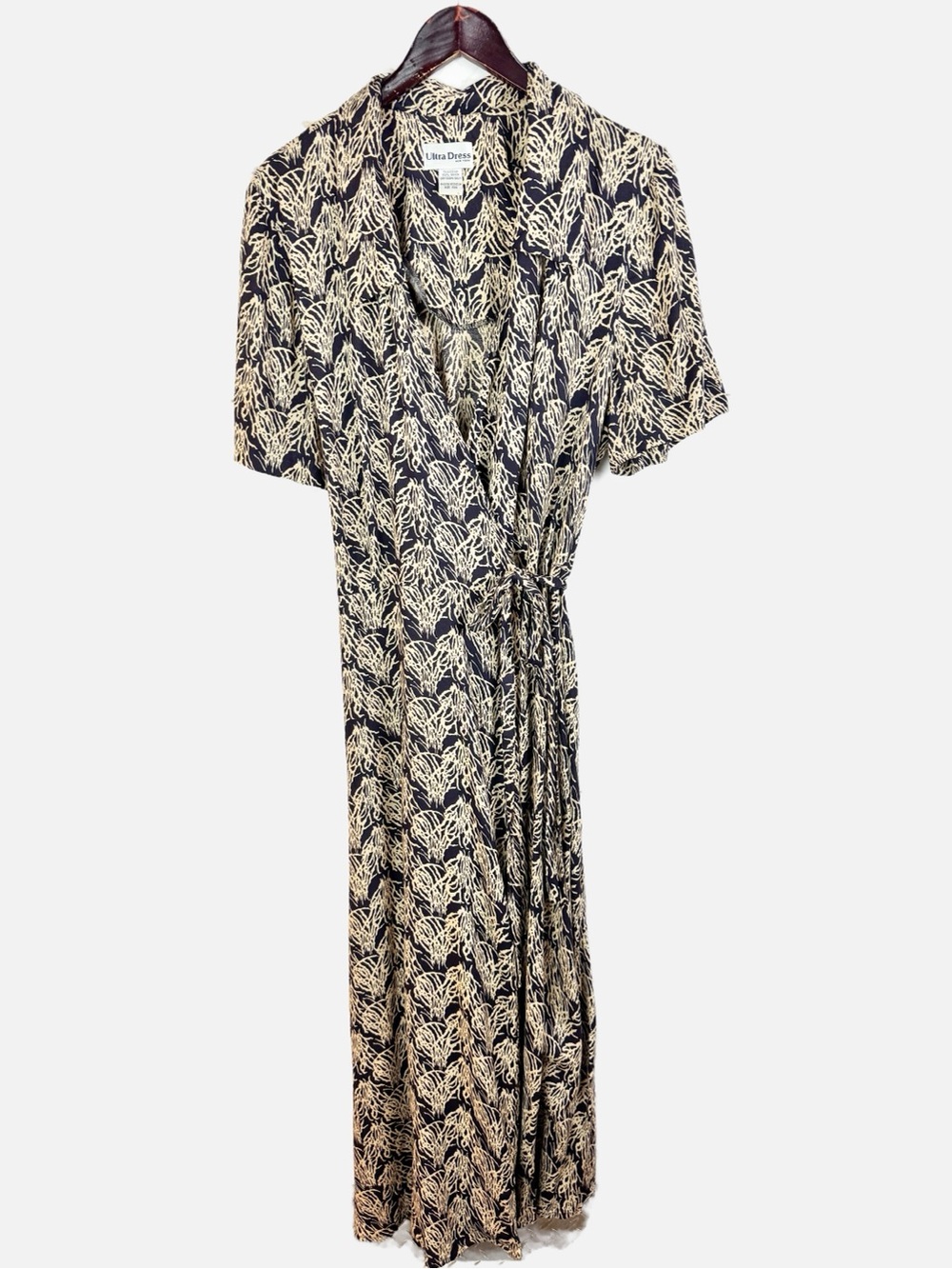 Ultra Dress | Black and Tan Pattern Wrap Dress, 14W